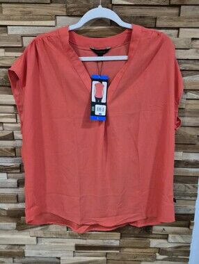 Banana Republic Coral V-Neck Short Sleeve Blouse - Size L - New Witg Tags